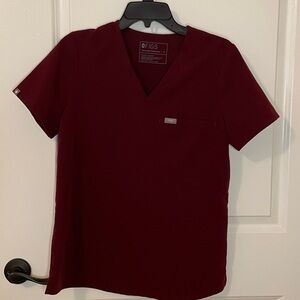 Figs Burgundy color 1645, V-Neck Scrub Top